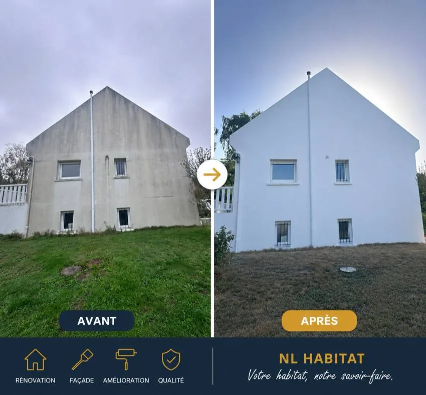 Avant après nettoyage et peinture de pignon