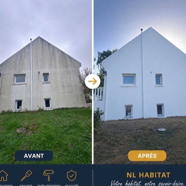 Avant / après — ravalement complet d'un pignon de maison